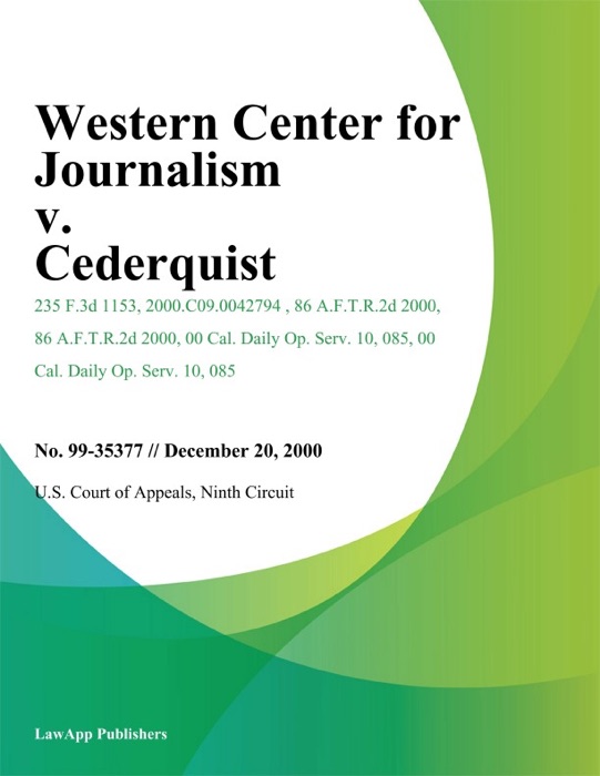 Western Center for Journalism v. Cederquist