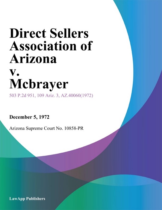 Direct Sellers Association of Arizona v. Mcbrayer