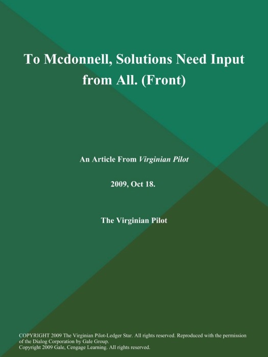 To Mcdonnell, Solutions Need Input from All (Front)