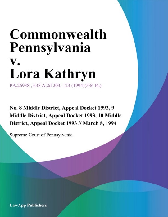 Commonwealth Pennsylvania v. Lora Kathryn