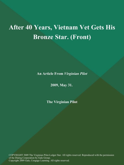 After 40 Years, Vietnam Vet Gets His Bronze Star (Front)
