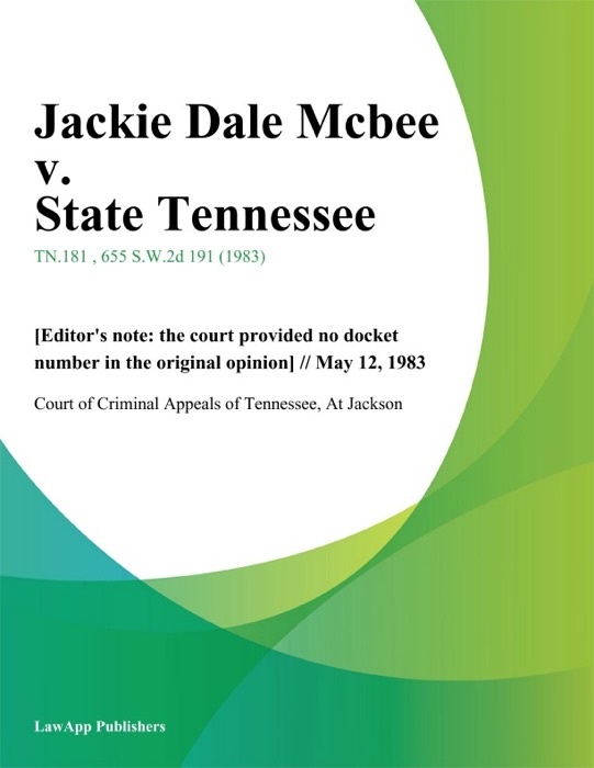 Jackie Dale Mcbee v. State Tennessee