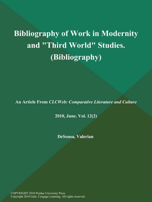 Bibliography of Work in Modernity and 