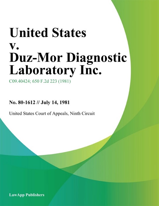 United States v. Duz-Mor Diagnostic Laboratory Inc.