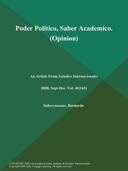 Poder Politico, Saber Academico (Opinion)