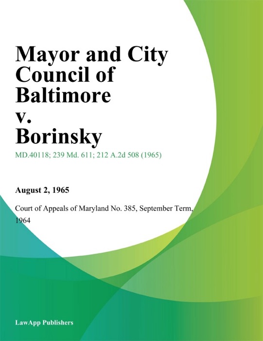 Mayor and City Council of Baltimore v. Borinsky