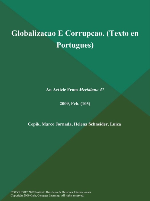 Globalizacao E Corrupcao (Texto en Portugues)