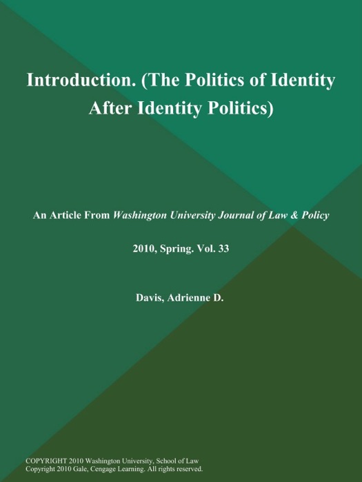 Introduction (The Politics of Identity After Identity Politics)