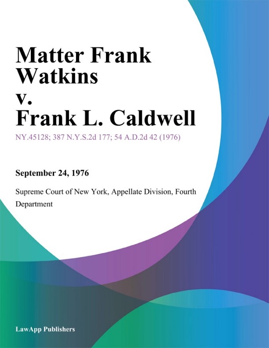Matter Frank Watkins v. Frank L. Caldwell