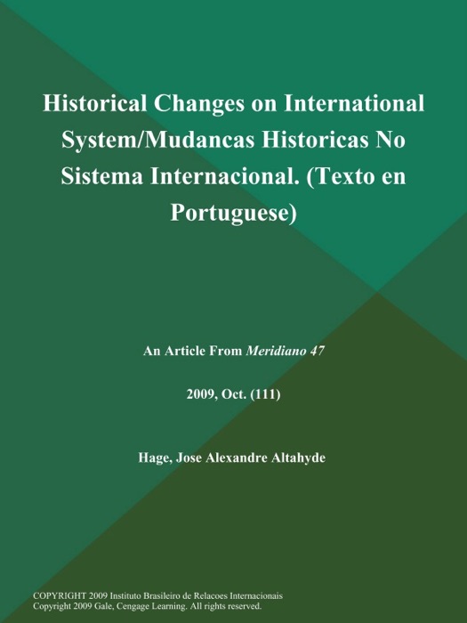 Historical Changes on International System/Mudancas Historicas No Sistema Internacional (Texto en Portuguese)