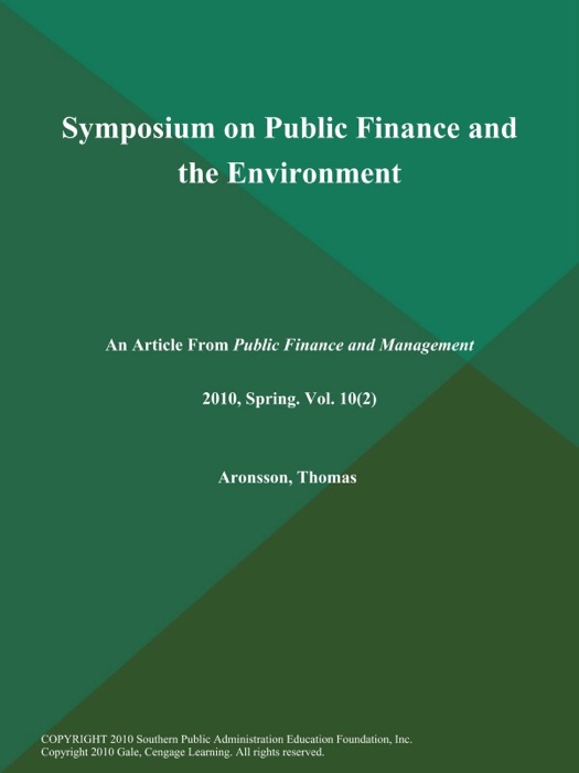 Symposium on Public Finance and the Environment