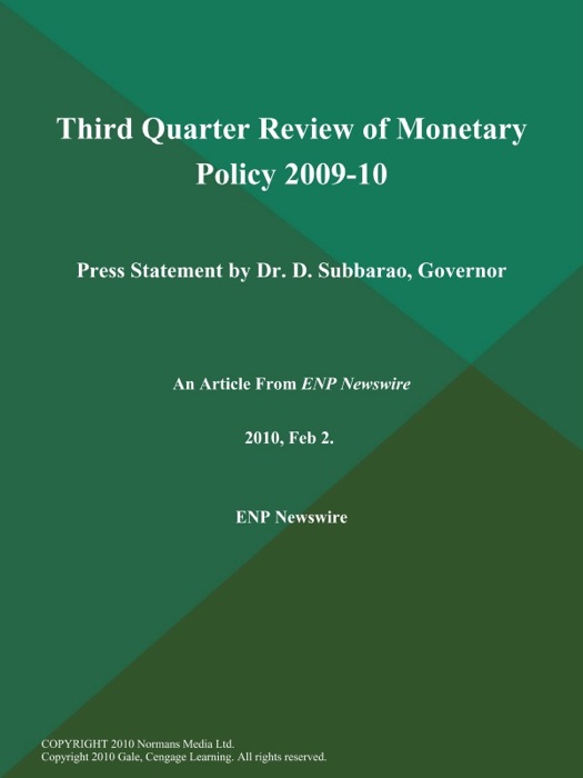 Third Quarter Review of Monetary Policy 2009-10: Press Statement by Dr. D. Subbarao, Governor