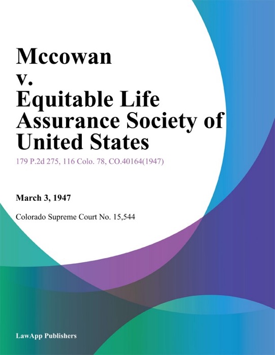 Mccowan v. Equitable Life Assurance Society of United States