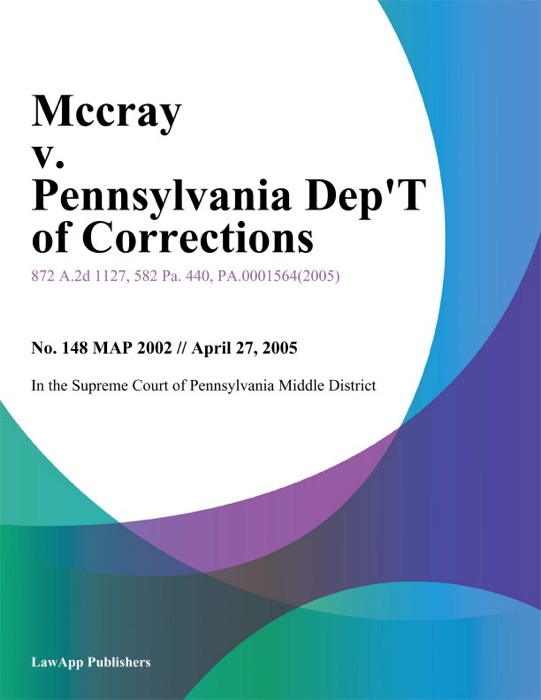 Mccray V. Pennsylvania Dep't Of Corrections