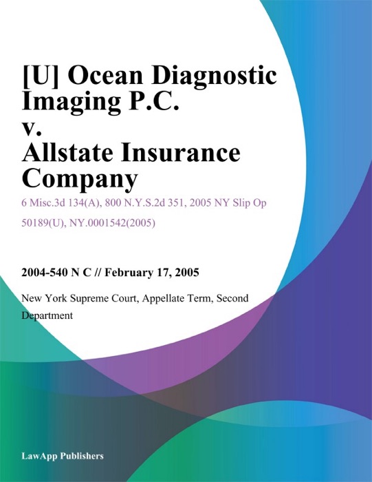 Ocean Diagnostic Imaging P.C. v. Allstate Insurance Company