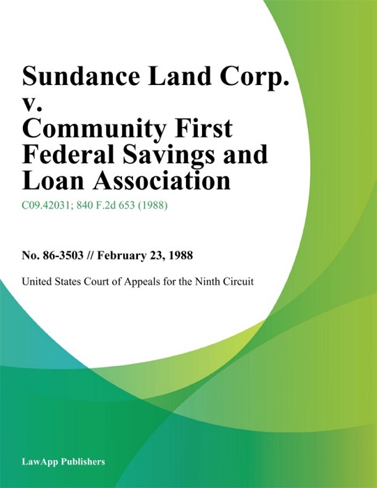 Sundance Land Corp. v. Community First Federal Savings and Loan Association