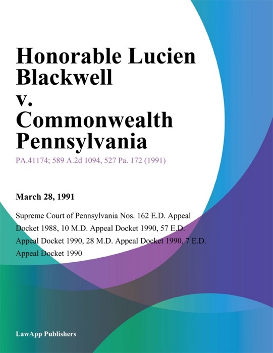 Honorable Lucien Blackwell v. Commonwealth Pennsylvania