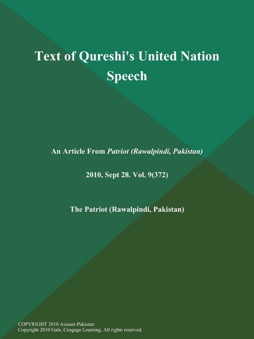 Text of Qureshi's United Nation Speech