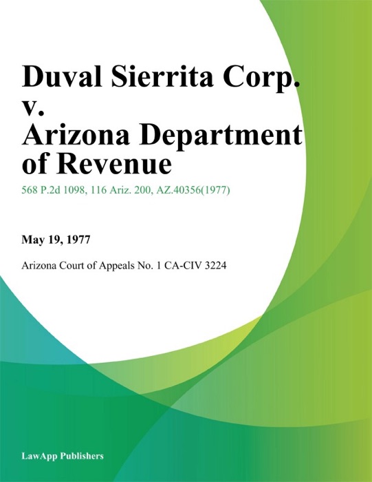 Duval Sierrita Corp. V. Arizona Department Of Revenue