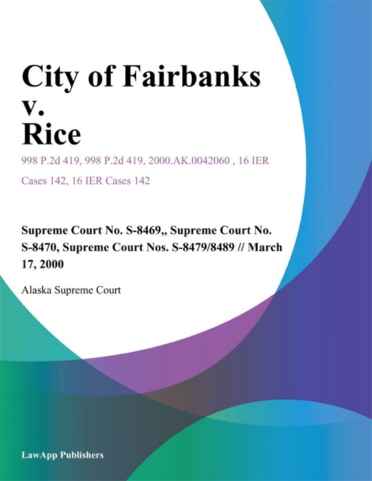 City Of Fairbanks V. Rice