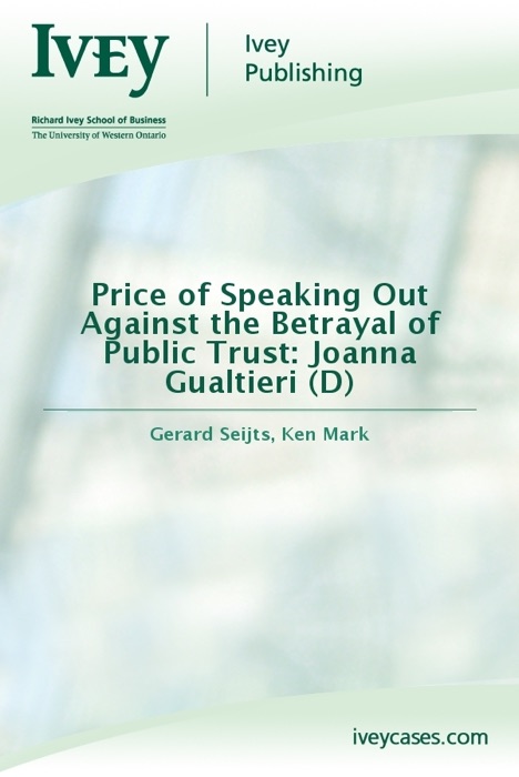 Price of Speaking Out Against the Betrayal of Public Trust: Joanna Gualtieri (D)