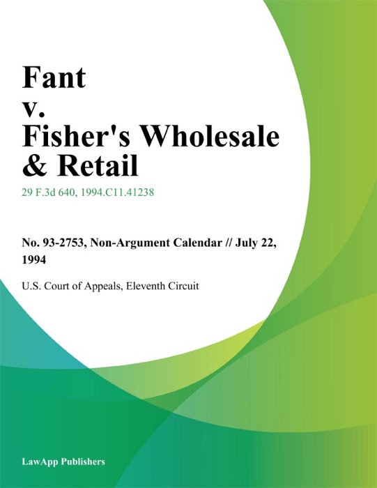 Fant v. Fisher's Wholesale & Retail