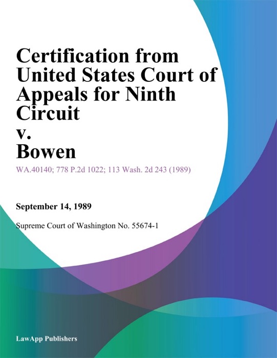 Certification From United States Court Of Appeals For Ninth Circuit V. Bowen