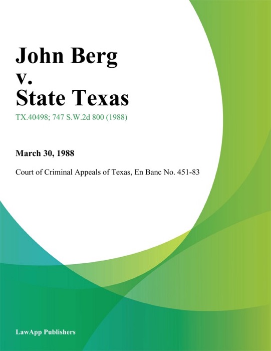 John Berg v. State Texas