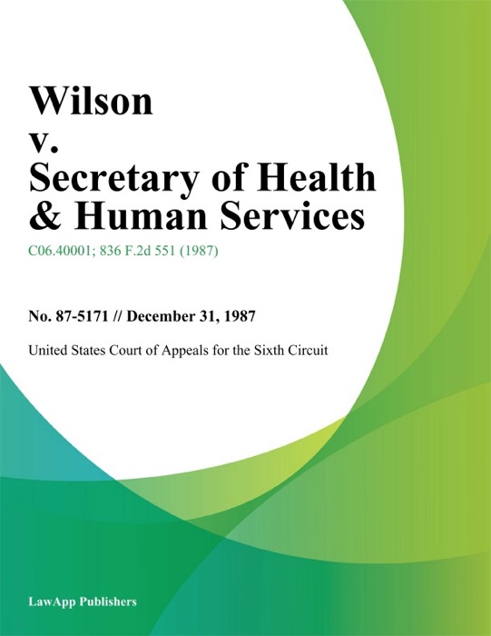 Wilson v. Secretary of Health & Human Services