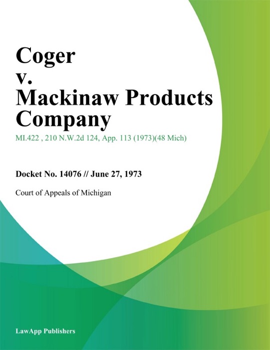 Coger v. Mackinaw Products Company