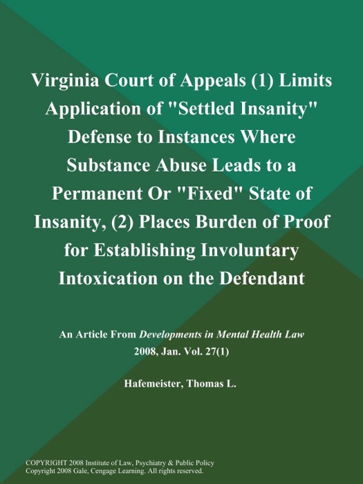 Virginia Court of Appeals (1) Limits Application of 