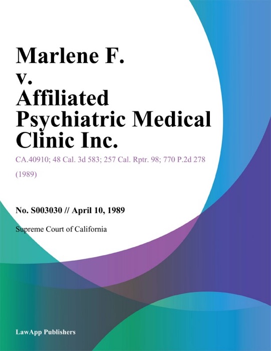 Marlene F. V. Affiliated Psychiatric Medical Clinic Inc.