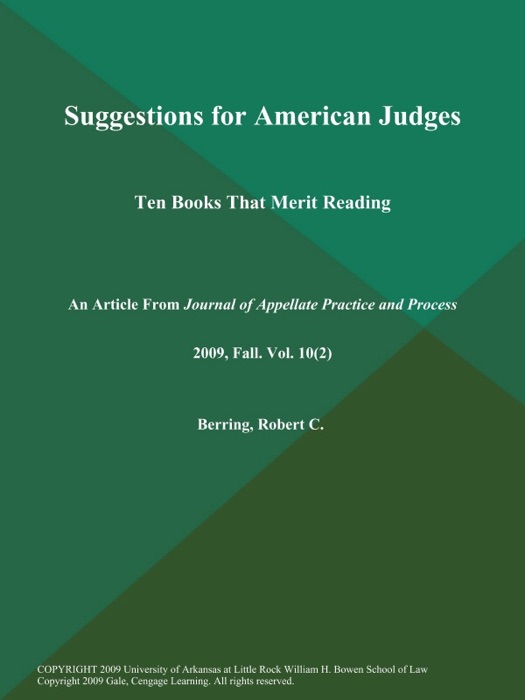 Suggestions for American Judges: Ten Books That Merit Reading