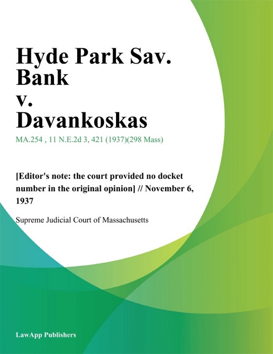 Hyde Park Sav. Bank v. Davankoskas