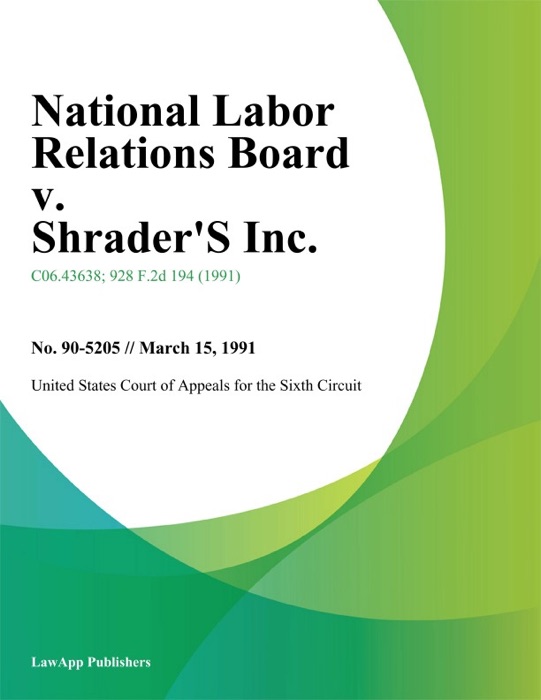 National Labor Relations Board V. Shrader's Inc.