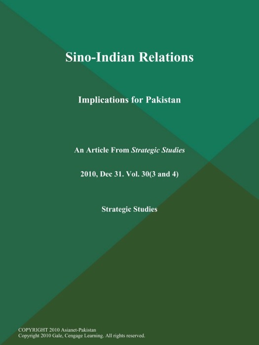 Sino-Indian Relations: Implications for Pakistan