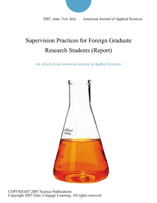 Supervision Practices for Foreign Graduate Research Students (Report)