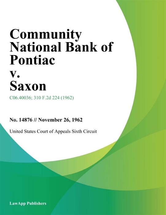 Community National Bank of Pontiac v. Saxon