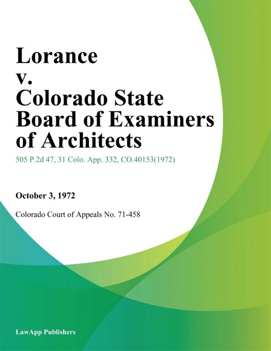 Lorance v. Colorado State Board of Examiners of Architects