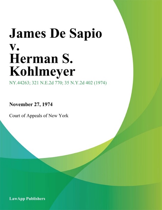 James De Sapio v. Herman S. Kohlmeyer