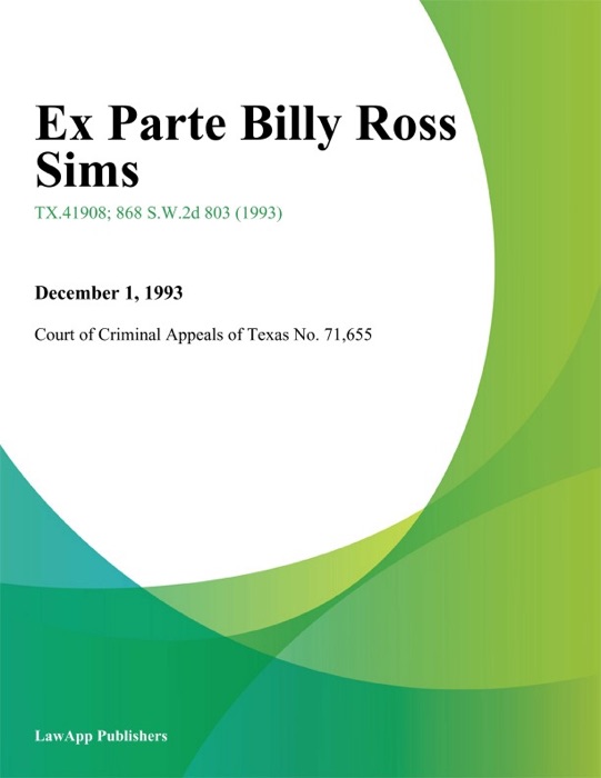 Ex Parte Billy Ross Sims