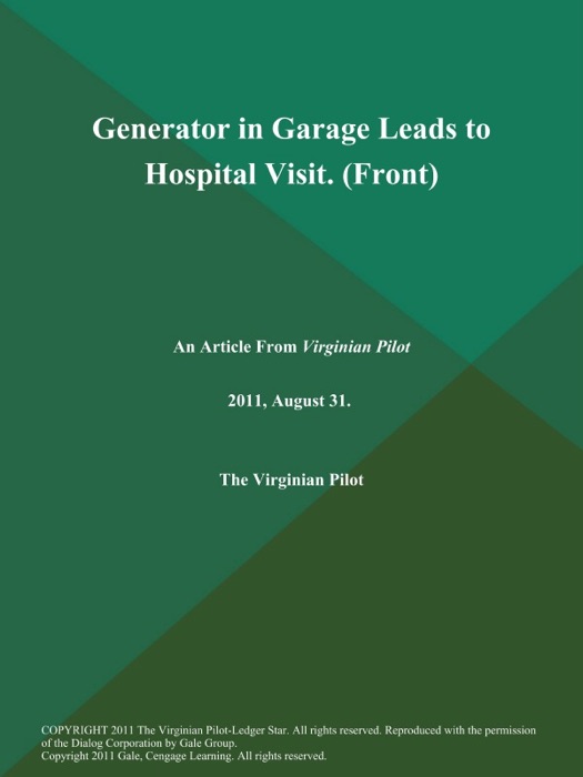 Generator in Garage Leads to Hospital Visit (Front)