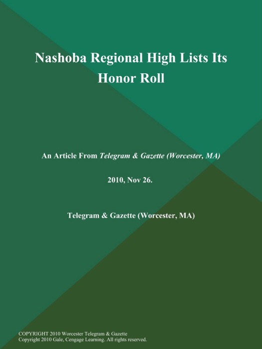 Nashoba Regional High Lists Its Honor Roll