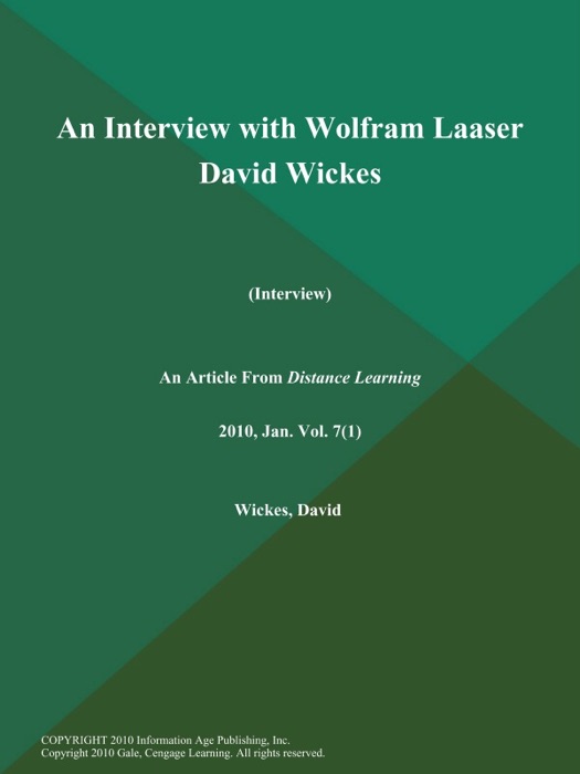 An Interview with Wolfram Laaser David Wickes (Interview)