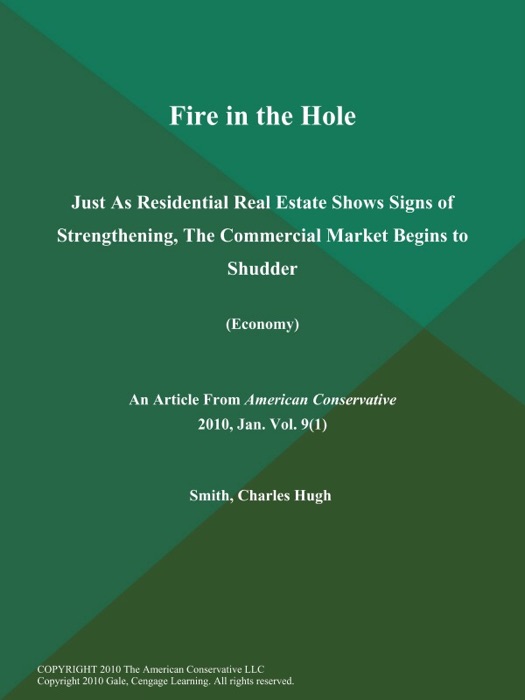 Fire in the Hole: Just as Residential Real Estate Shows Signs of Strengthening, The Commercial Market Begins to Shudder (Economy)