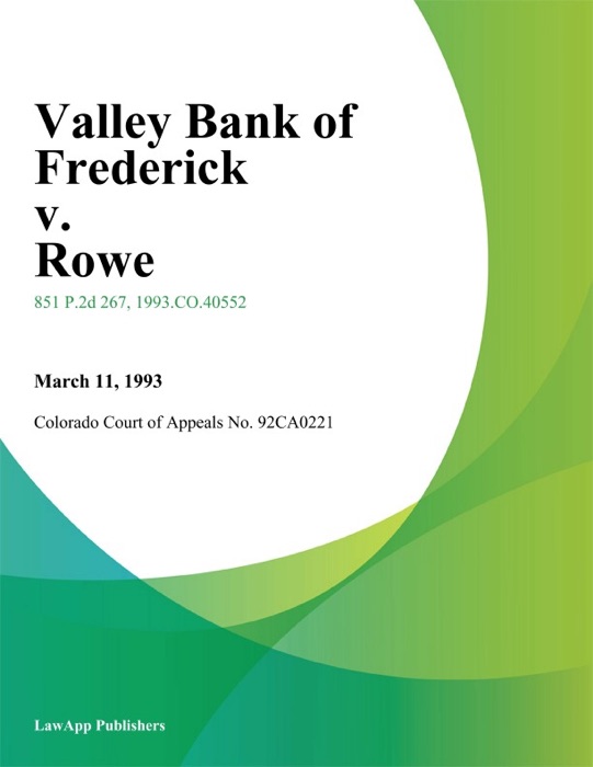 Valley Bank of Frederick v. Rowe