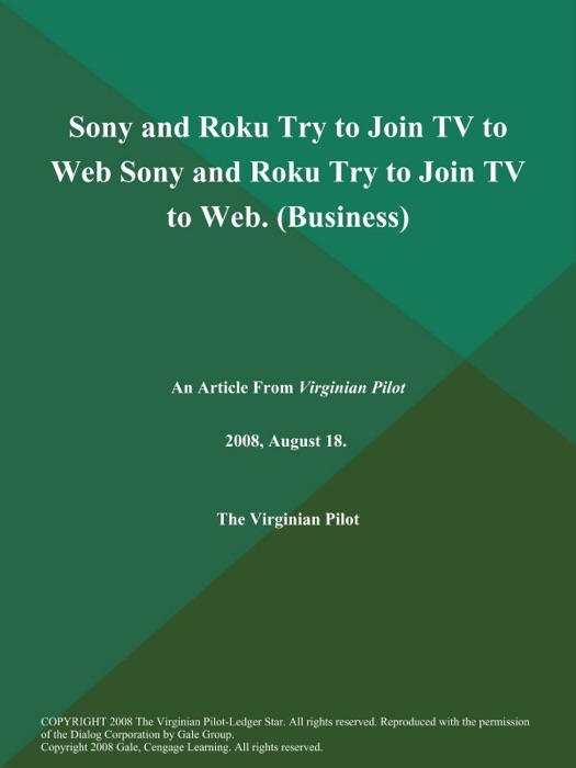 Sony and Roku Try to Join TV to Web Sony and Roku Try to Join TV to Web (Business)