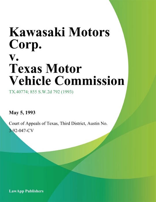 Kawasaki Motors Corp. v. Texas Motor Vehicle Commission