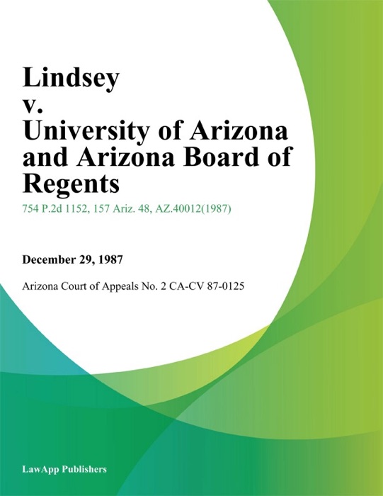 Lindsey V. University Of Arizona And Arizona Board Of Regents
