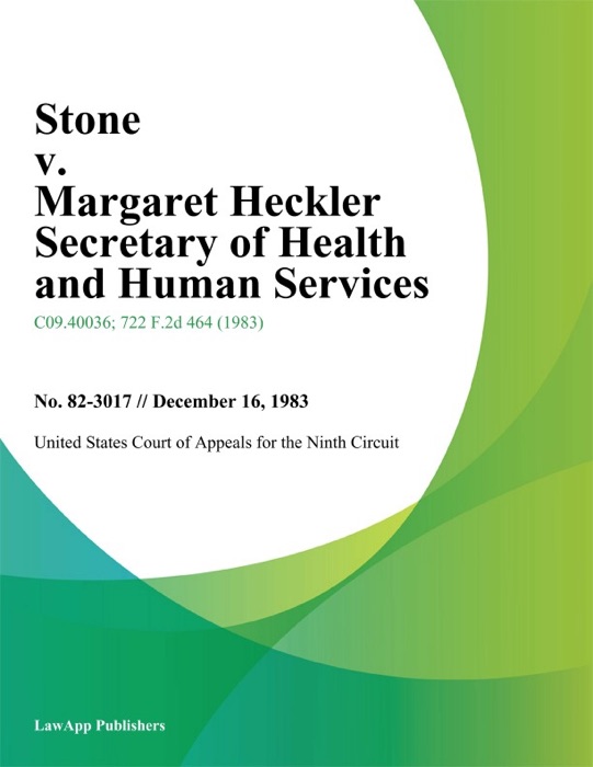 Stone v. Margaret Heckler Secretary of Health and Human Services